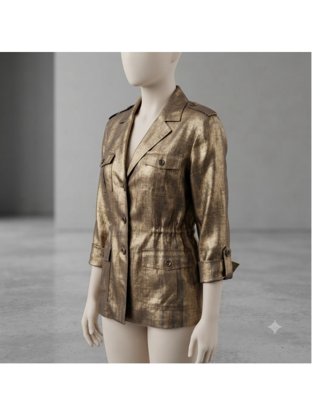 Sutton Studio Metallic Bronzed Shimmer Linen Blend Blazer Jacket - Size 6